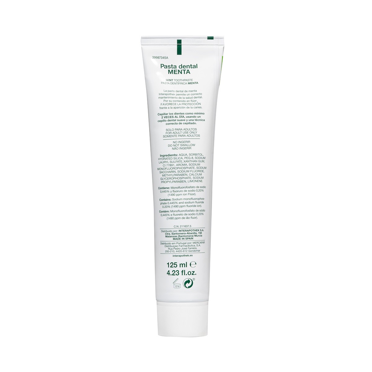 Interapothek pasta dental menta 125ml